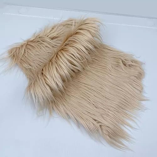 Miniatura 33 de Tiras precortadas de tela de piel sintética lanuda y esponjosa para gnomos, barba, cosplay, decoración enana (blanco, 8 x 60 pulgadas)