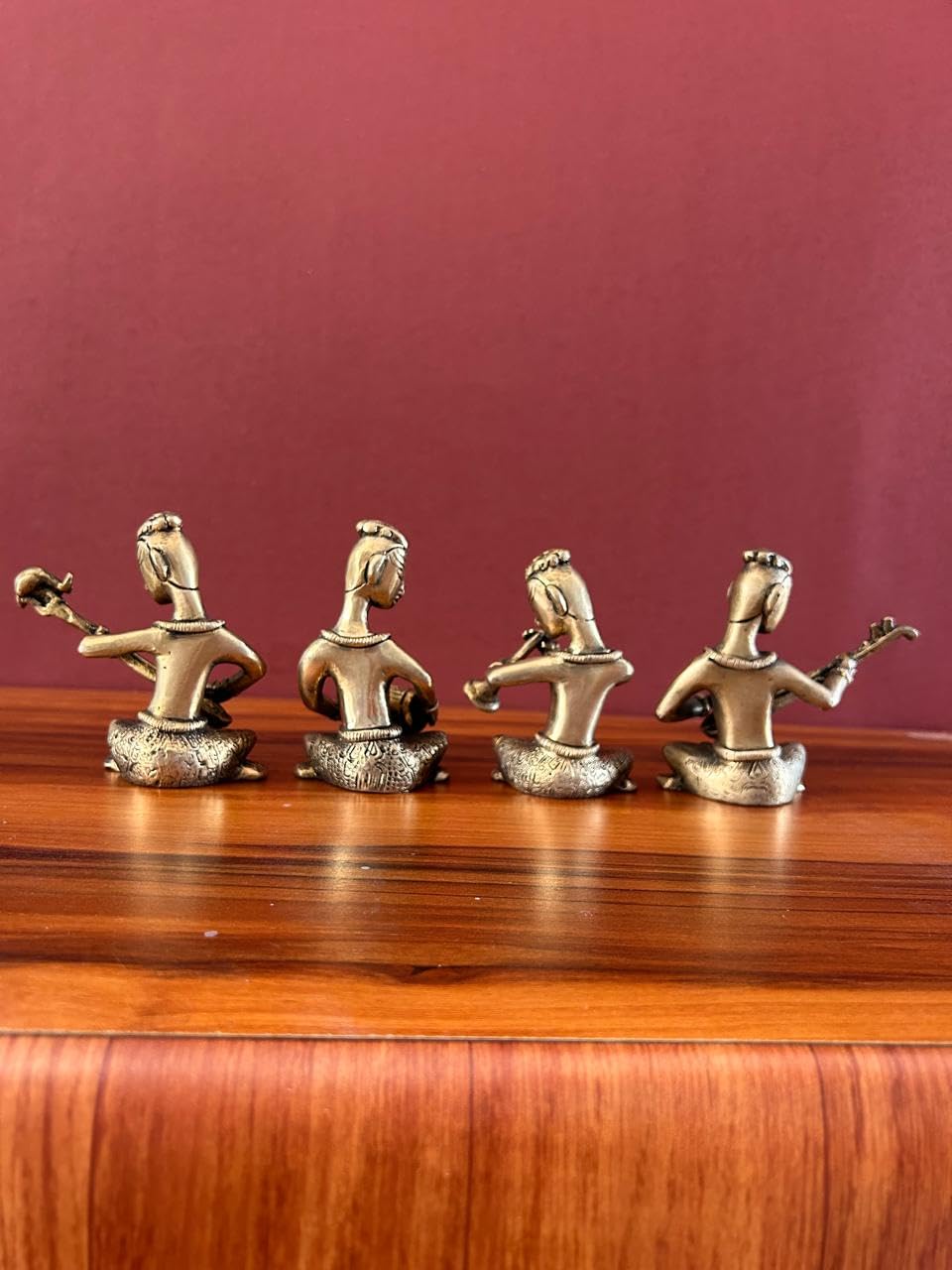 Joyful - Set musicale in ottone, 4 pezzi, collezione di idoli musicisti per regali di ritorno al matrimonio, regalo di nozze, set musicista in ottone, 11,4 cm, set di musicisti popolari tribali per la