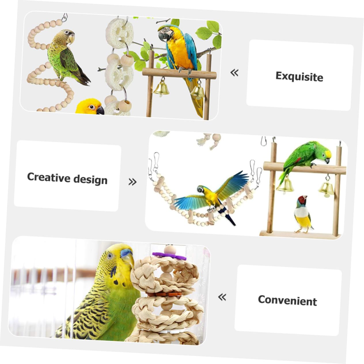DOITOOL 2juegos Escalera De Madera para Pájaros Juguete Masticable para Periquitos y Cacatúas para Ejercicio y Descanso Jaulas Materiales De Fácil De Colgar