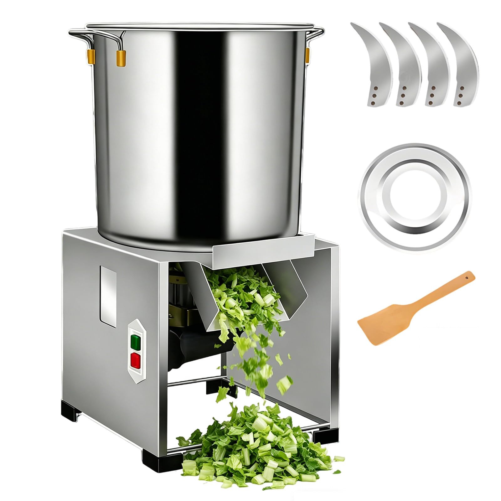 XUFWANYE Electric Vegetable Dicer Chopper, Heavy Duty Stainless Steel Shredder Cutter, Farm Equipment, for Poultry Feed Processing, High Output Efficiency 1800W