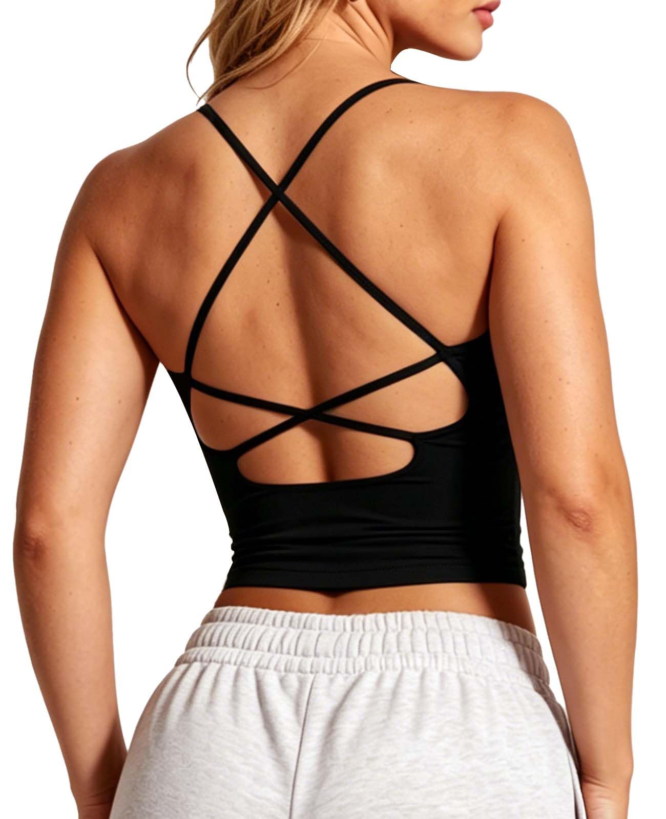 TZLDN Reggiseno sportivo da donna con reggiseno integrato, schiena scoperta, per pilates e yoga