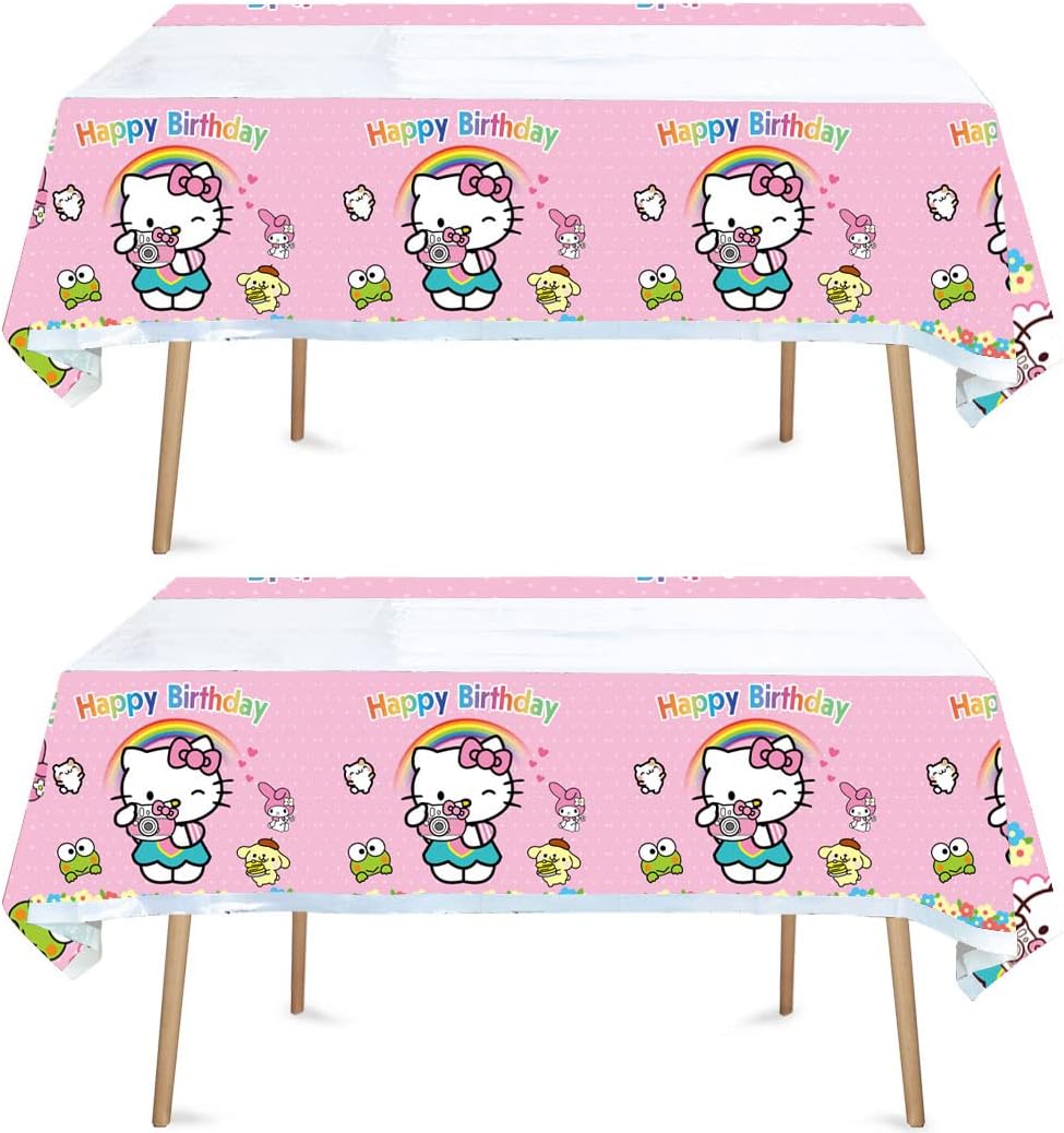 Amazon.com: ADILAIDUN 2pcs Hello Kitty Tablecloth Table Cover, for ...