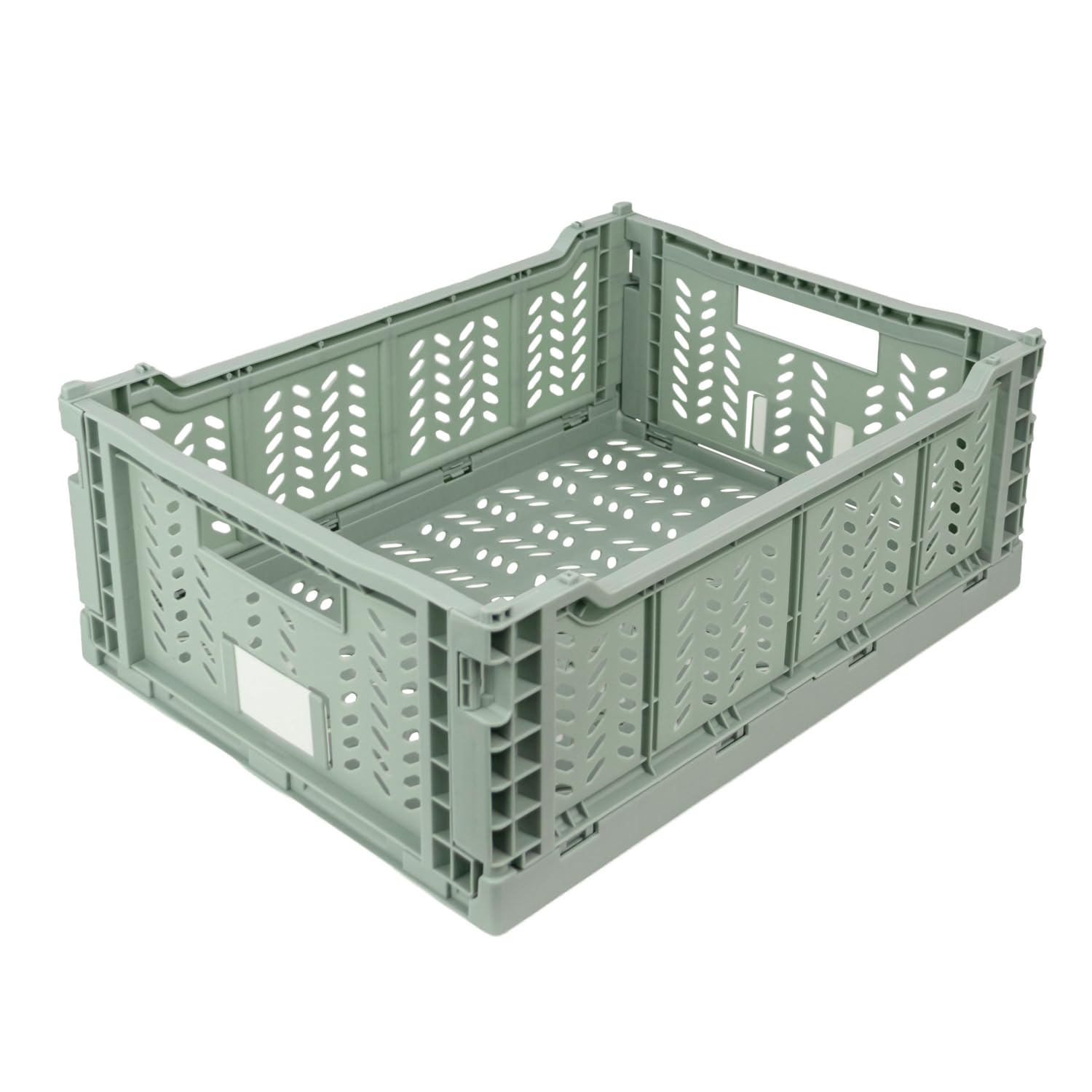 JVL Stackit Plastic Foldable Storage Crate – Large 14.5L Capacity – Collapsible Stackable Storage Box, Green