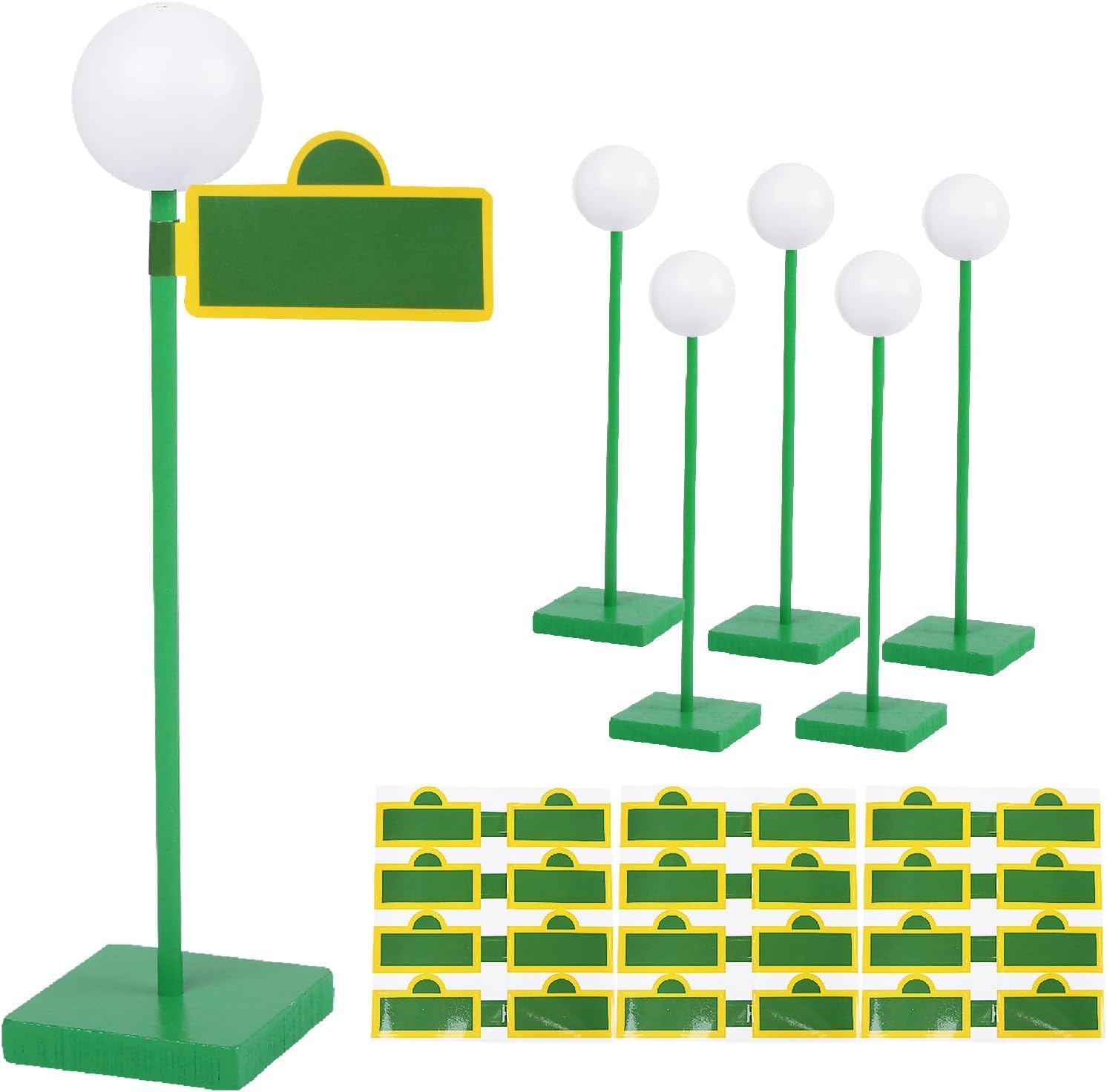 8'' Wooden Street Lamp Post Centerpieces 6 Pack with 24 Road Sign Stickers | 3D Ball Top Street Sign Decorations for City Road Theme Party, Birthday Party Table Centerpieces, Street Party Supplies