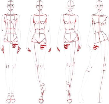 Fashion Drawing Template Ruler Set, Woman Sewing Humanoid Patterns Design, Clothing Measuring for FRENCH Curve Rulers for A4 Pattern Paper Draft Drawings(A)