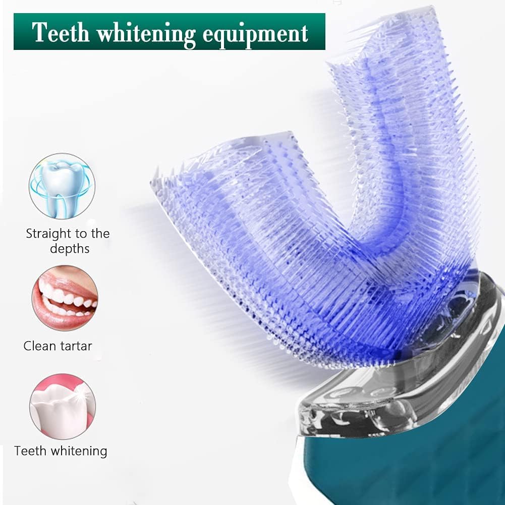 Cepillo de Dientes Ultrasónico Automático, Cepillos de Dientes Ultrasónicos de 360 ​​° Cepillo de Dientes Eléctrico y Kit de Blanqueamiento Dental, Cargar IPX7 a Prueba de Agua (Azul marino)