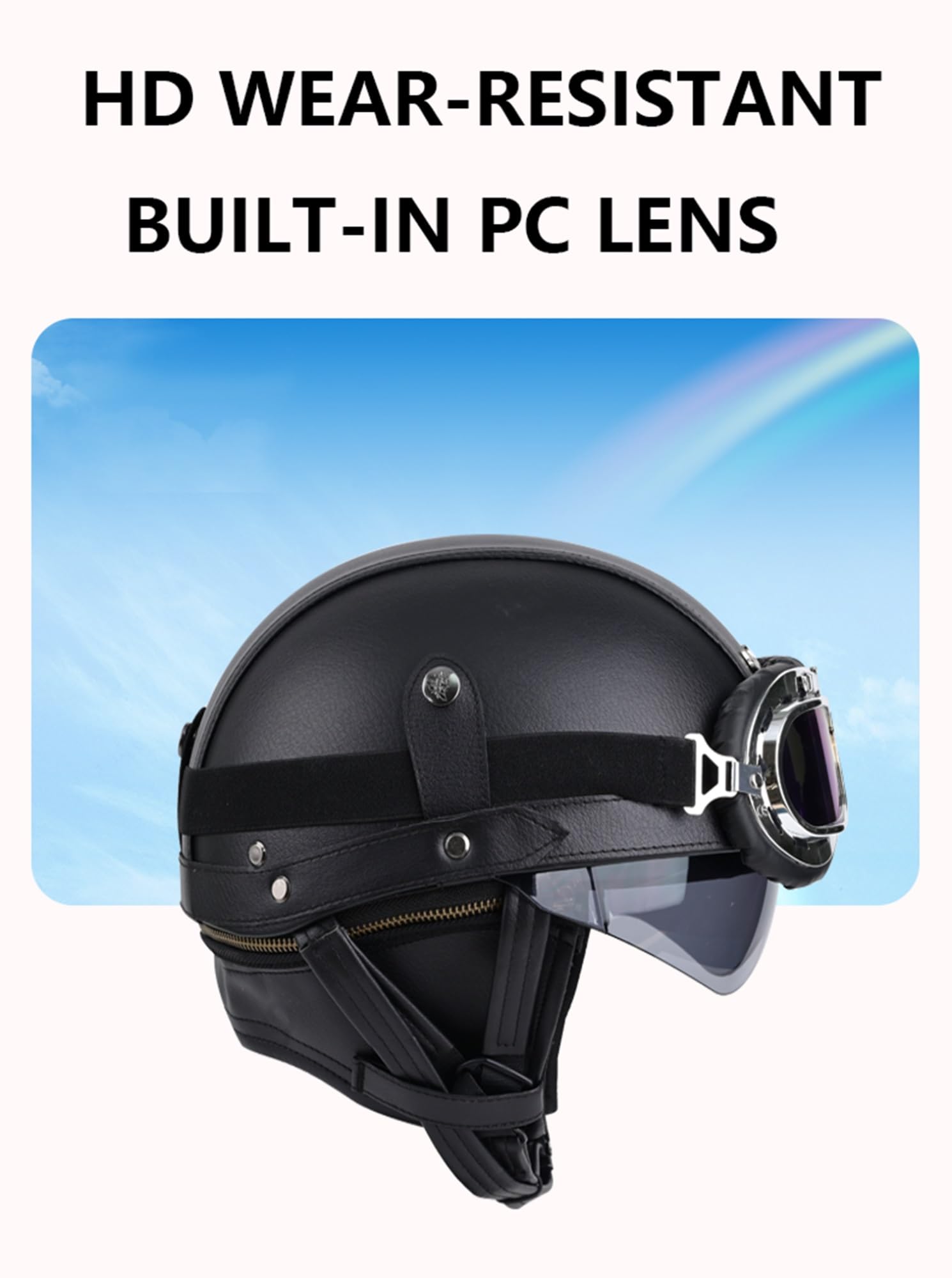 Kask motocyklowy w stylu niemieckim w stylu retro z goglami, kaski retro z otwartą twarzą, zatwierdzone DOT/ECE, czapka dla dorosłych mężczyzn