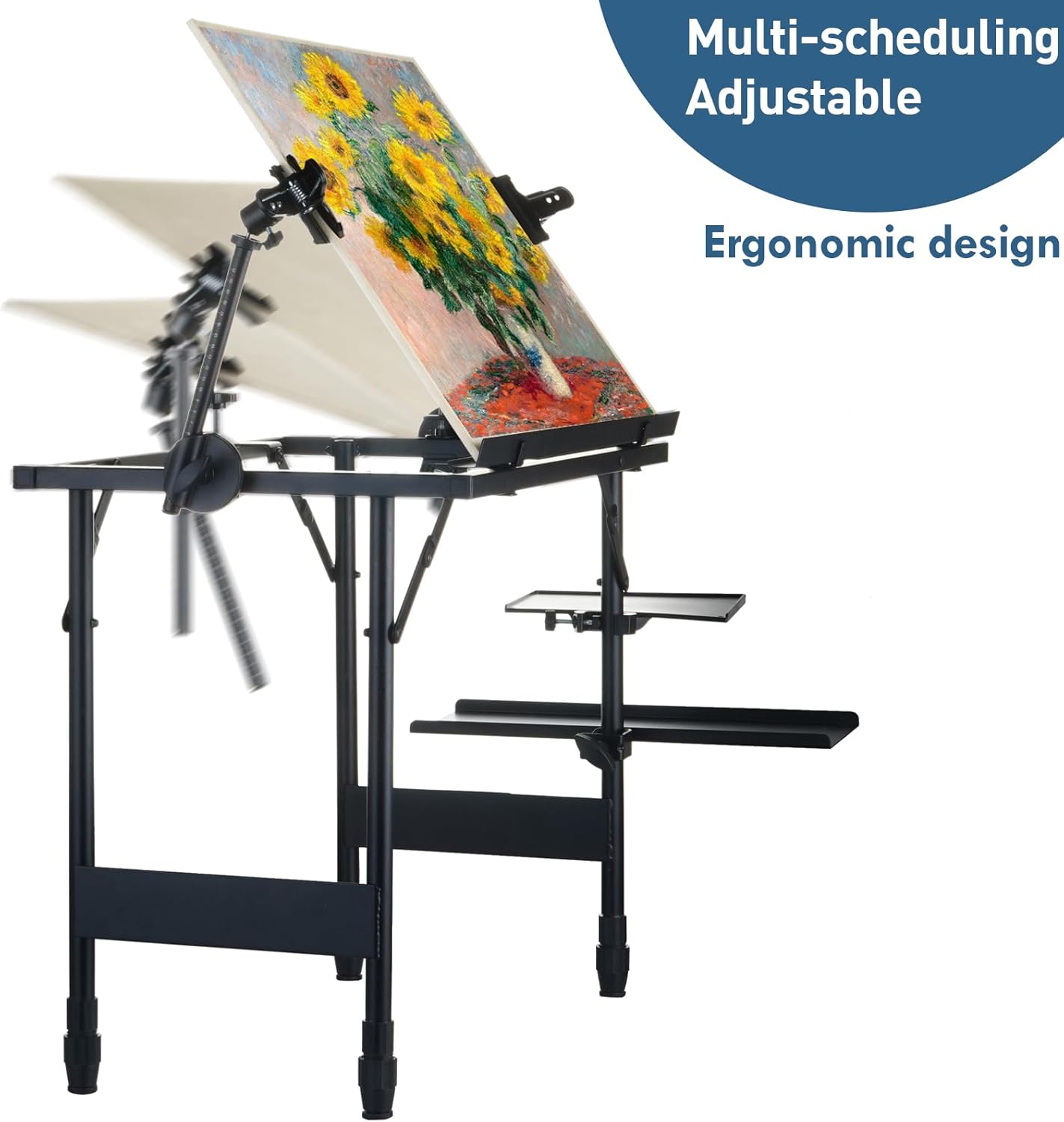 CWPW Artist Easel Stand Metal Foldable Portable Ergonomic Adjustable Easel for Painting Canvases Height from 16" to 30" Equipped with Carry Bag&Umbrella Stand for Outdoor&Indoor Painting Drawing - Image 7