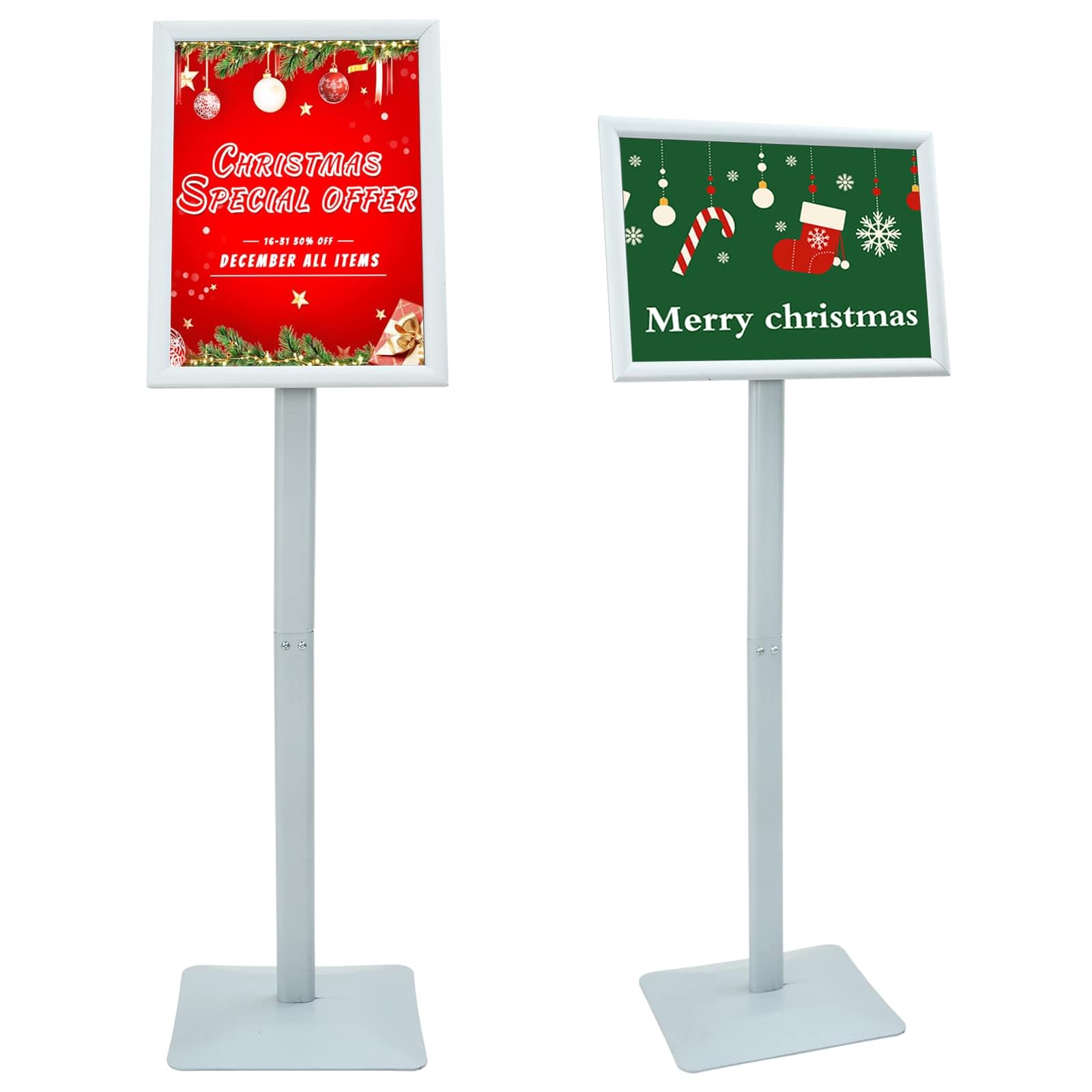 Soporte para carteles de pedestal A3 con soporte de pantalla ajustable y base de hierro fundido para publicidad, soporte giratorio de 360 grados para carteles para recepción y feria