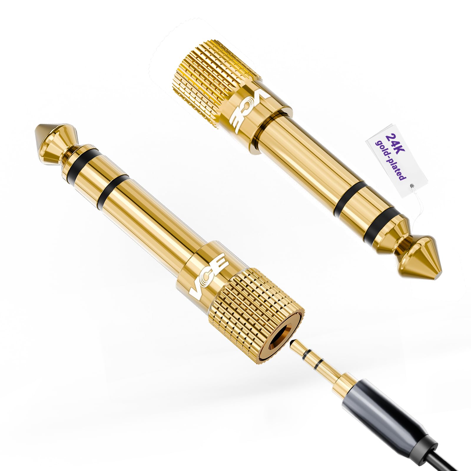 VCE 6.35mm to 3.5mm gold-plated adapter 2-pack