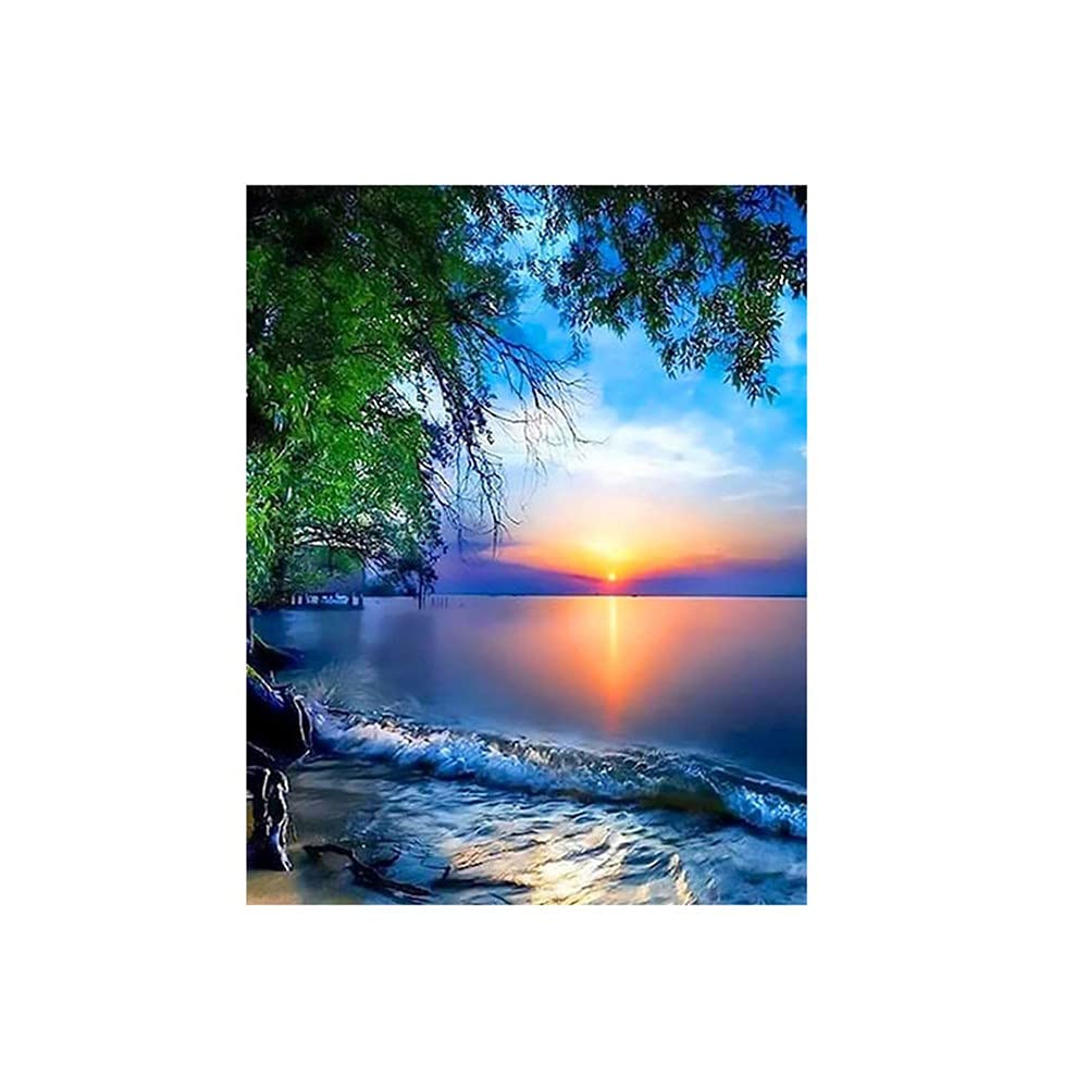 Broderie strass coucher de soleil sur la mer, une toile relaxante à créer soi-même