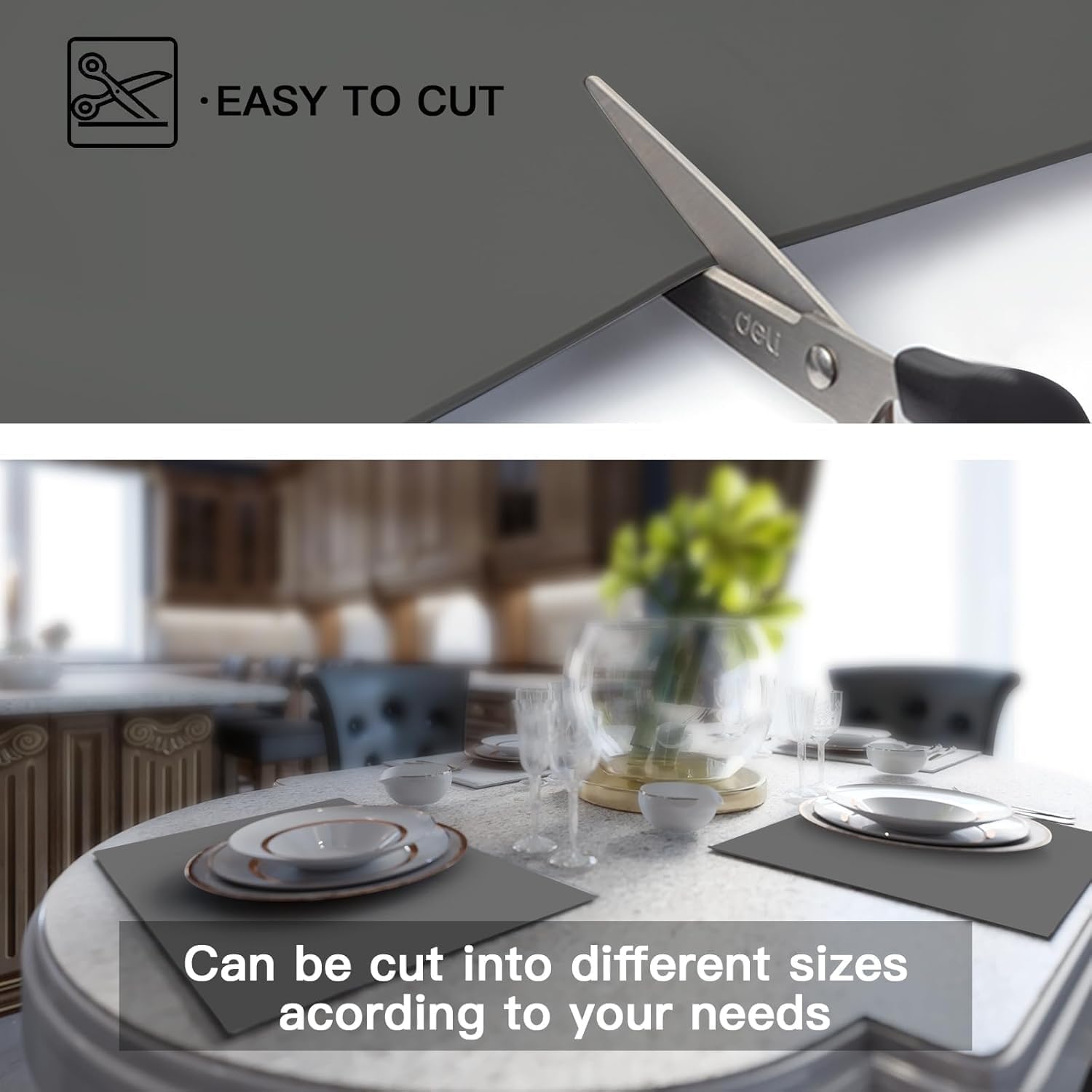 Tapis de comptoir de cuisine en silicone, extra large, imperméable, antidérapant, résistant à la chaleur, tapis de comptoir épais dans l'obscurité