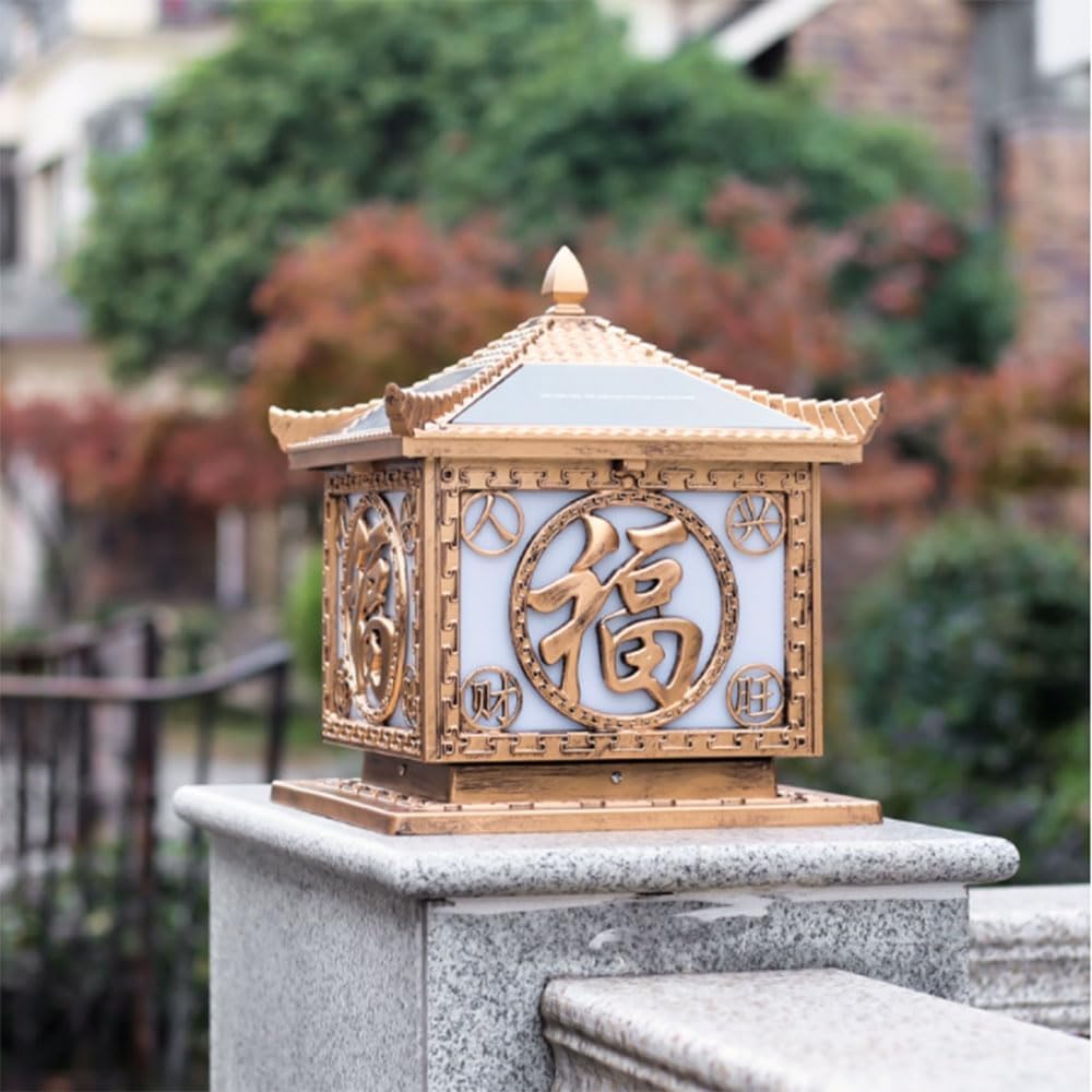 Lampe solaire à colonne antirouille et étanche pour villa de jardin (bronze, 50 cm)