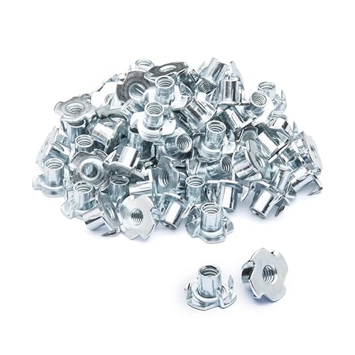 POWERTEC Tuercas en T de 14"-20 x 516" QTN1110 4 50 unidades Tee de punta en pulgada - 20 x 516 pulgadas - Insertos roscados para soportes de