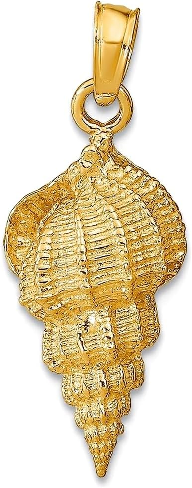 JewelryWeb 14k Yellow Gold Solid Textured Polished Conch Shell Pendant Necklace 24.1x9.8mm Pendant for Women