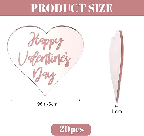 Miniatura 2 de URROMA Decoración para cupcakes de feliz día de San Valentín, 20 piezas de oro rosa con temática de amor dulce para el día de San Valentín para baby