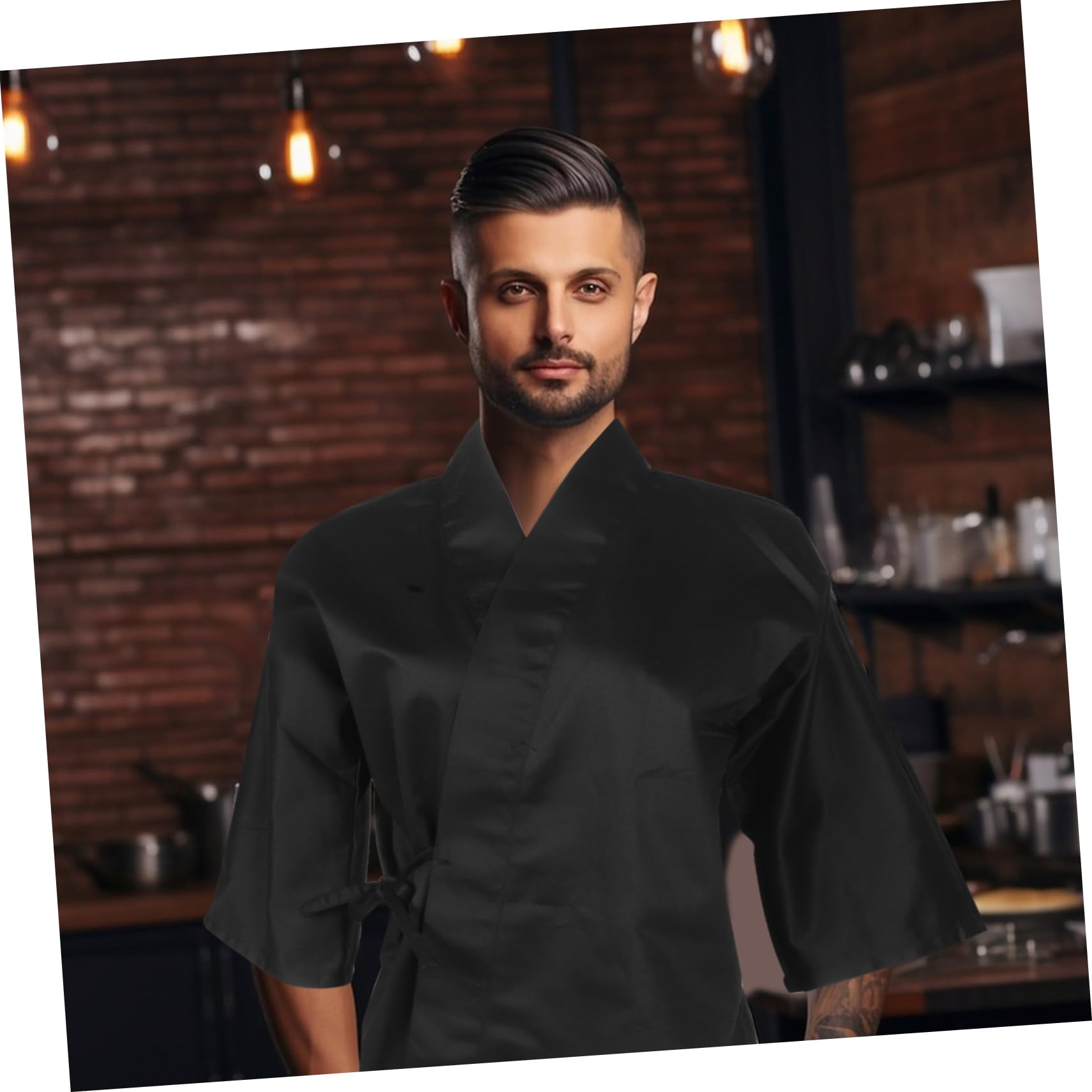 Beaupretty Chaqueta de Chef Japonesa Kimono Ropa de Chef Refrescante para Sushi Unisex para Bares de Sushi y Restaurantes Japoneses