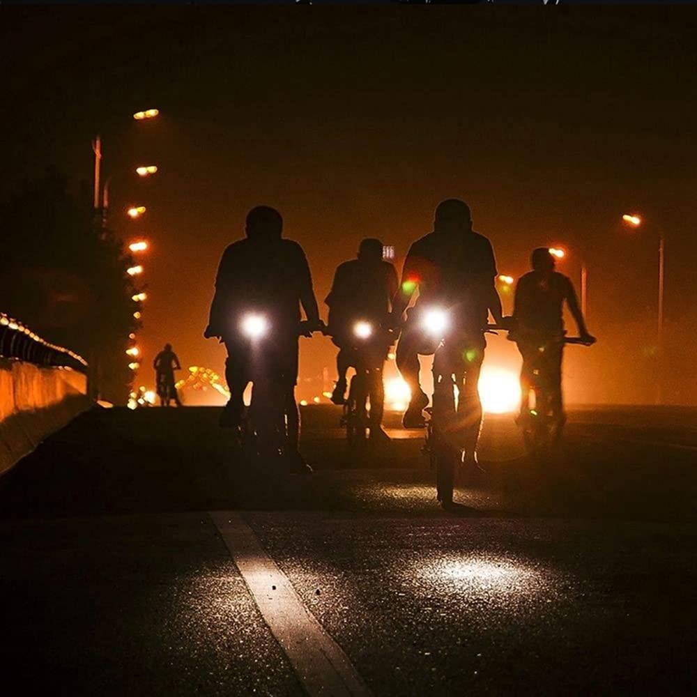 Faro Anteriore a LED per Bicicletta, Ricaricabile Tramite USB, con 3-5 modalità di Funzionamento, Torcia di Sicurezza con Luce di Segnalazione.