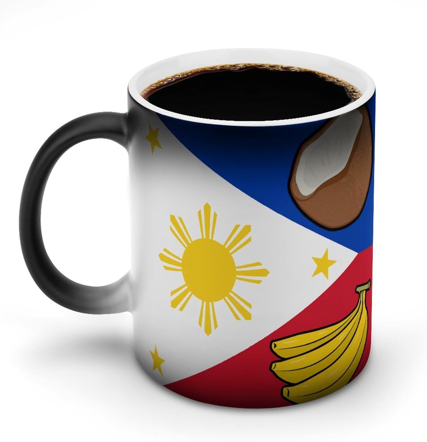 Philippine Philippines Flag Banana Coconuts Color Changing Mug Heated Ceramic Cup Heat Sensitive Coffee Mug Fun Gift