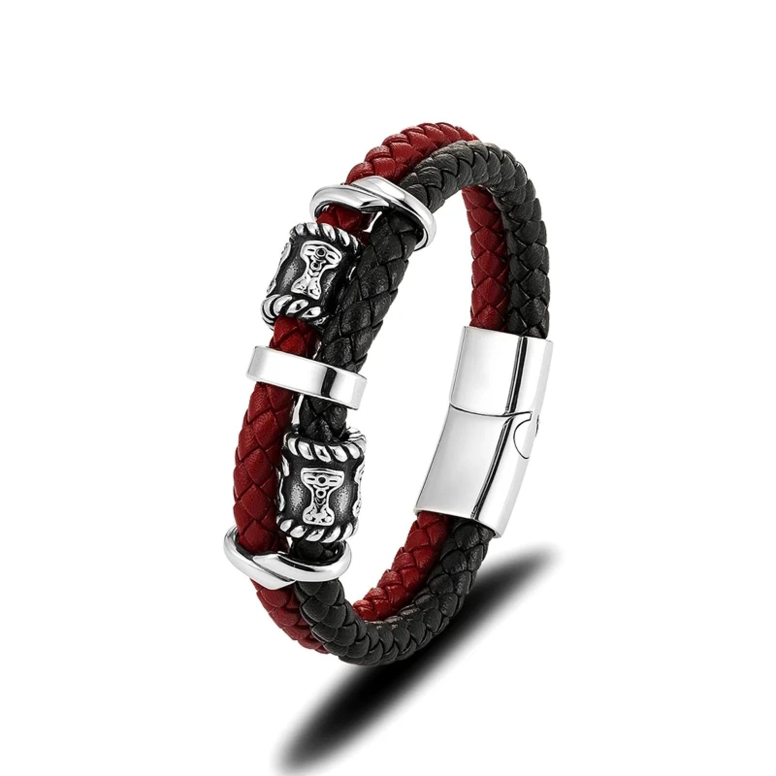 Bracelet en cuir pour homme style nordique et bijoux vikings élégants