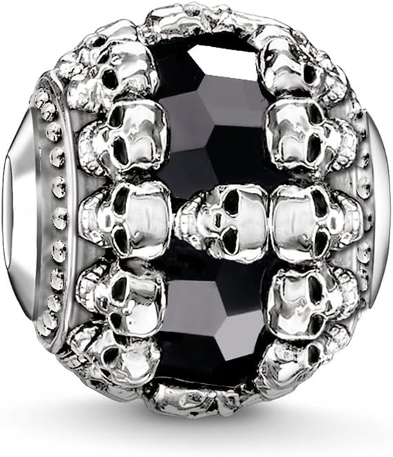 Unisex Bead Black Skulls Karma Beads 925 Sterling Silver K0241-698-11