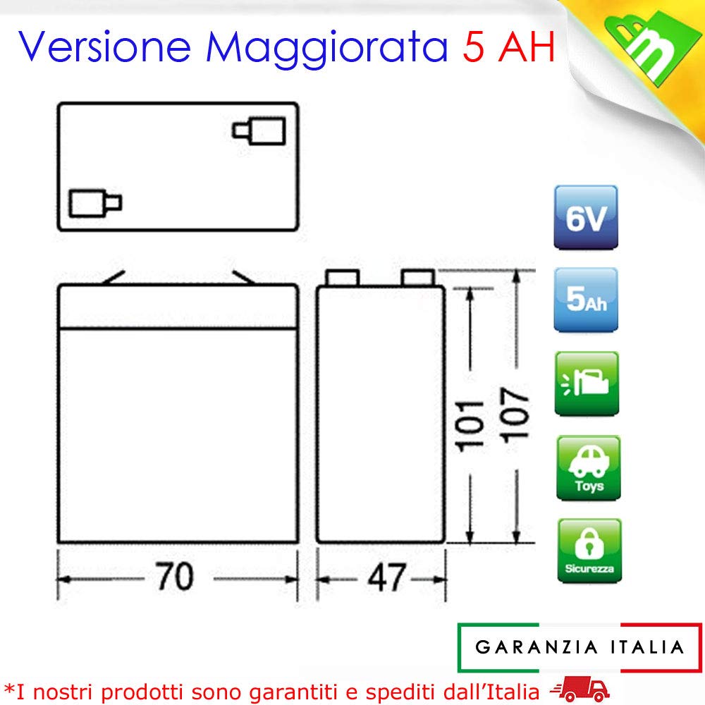 FIAMM Batteria ricaricabile 6V 4.5Ah do Peg Perego Feber Injusa Smoby Diamec