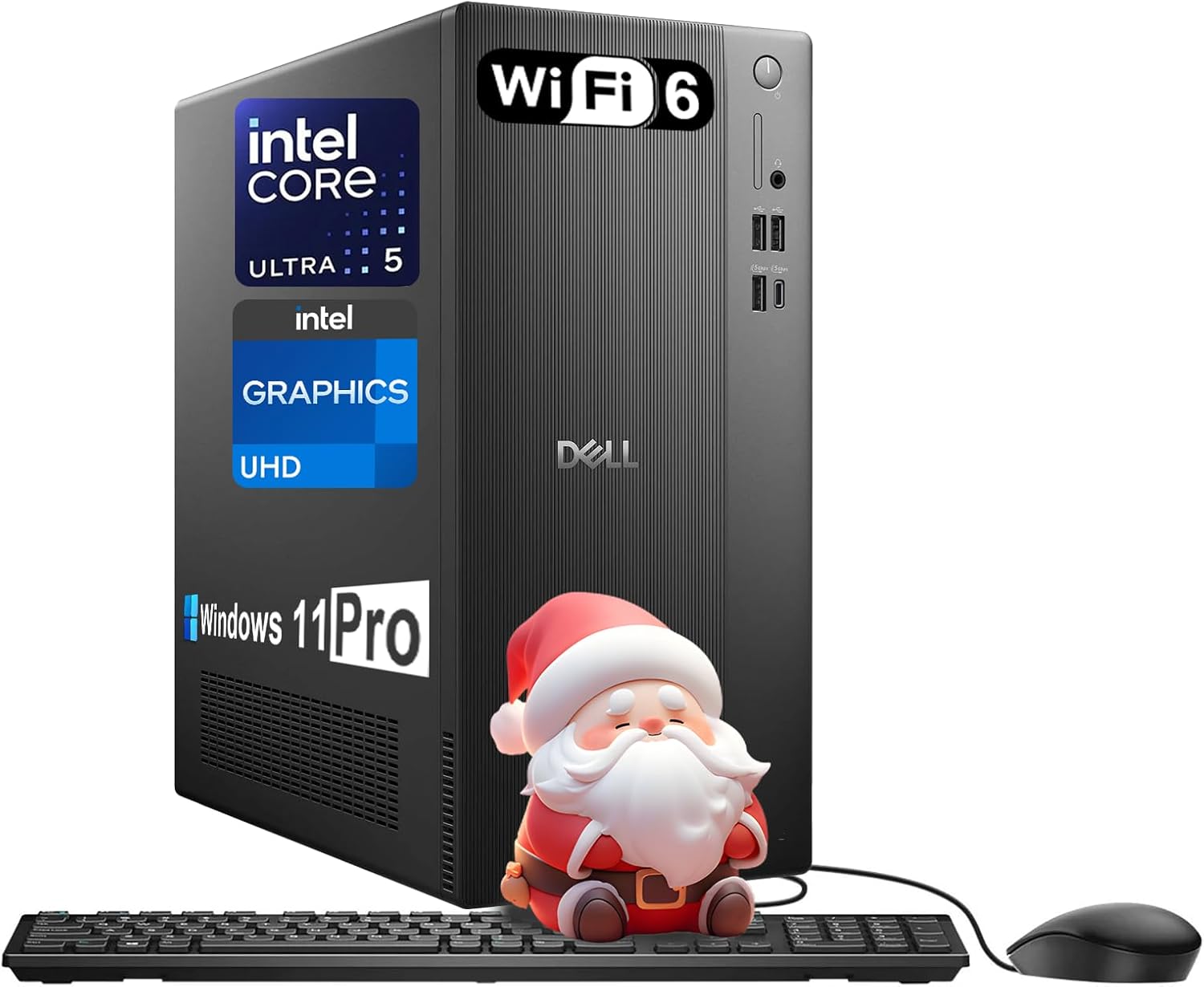 Dell ECT1250 Tower Desktop - Intel 10-Core Ultra 5 225(Up to 4.9GHz), 64GB DDR5 RAM, 2TB SSD, Intel UHD Graphics, Wi-Fi 6 & Bluetooth 5.4, Win11 Pro, HDMI, w/Wired Keyboard & Mouse