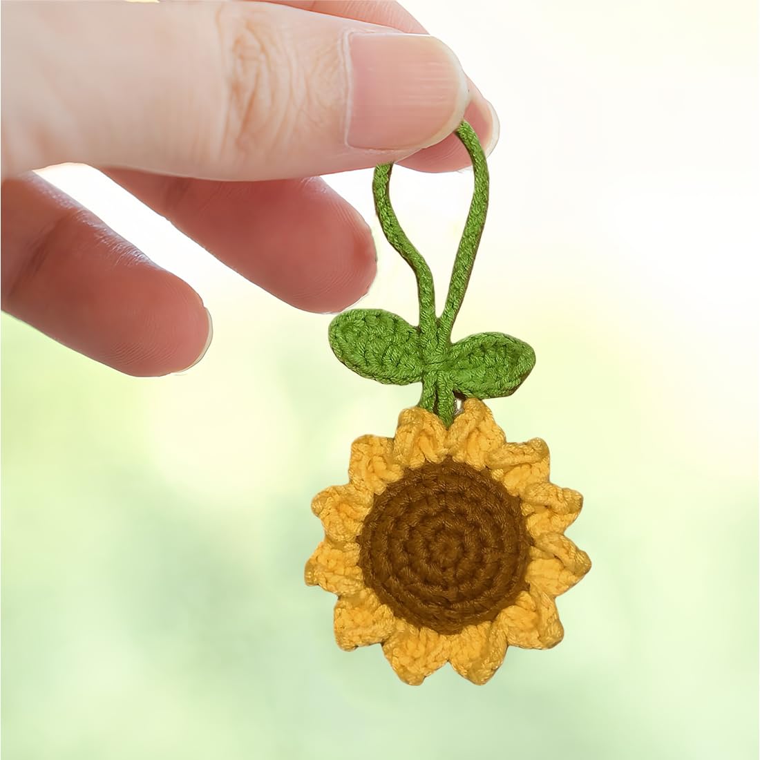ZKGYUS decorazioni auto, Girasole fatto a mano Specchio retrovisore, per auto Accessori Appesi Ornamenti Carino accessori auto donna Decorazioni Interni Auto Automotive Interni Regali Estetici