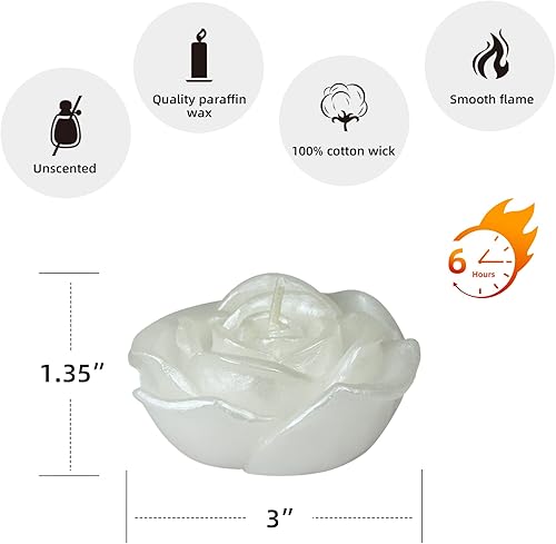 Miniatura 5 de Zest Candle Velas flotantes de 12 piezas, 3 pulgadas, rosa blanca