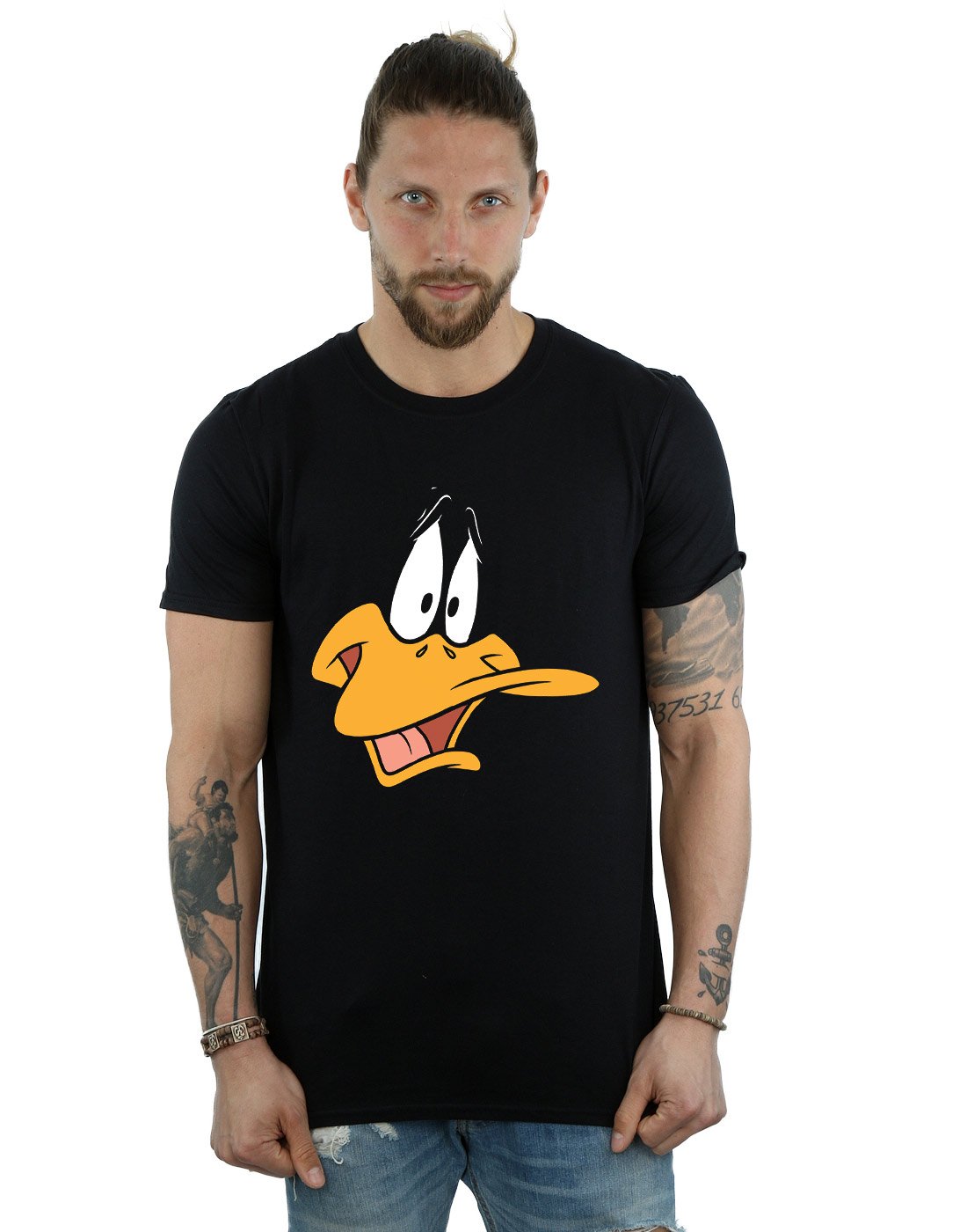 Absolute Cult Men's Black Looney Tunes Daffy Duck Face T-Shirt XX-Large