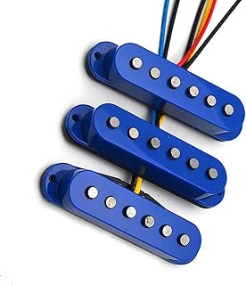 Single Coil Staggered Top Fiber Bobbin Pickup Electric Guitar Pickup Neck/Middle/Bridge 50/50/52mm Blue guitar pickup set (Color : One Set)