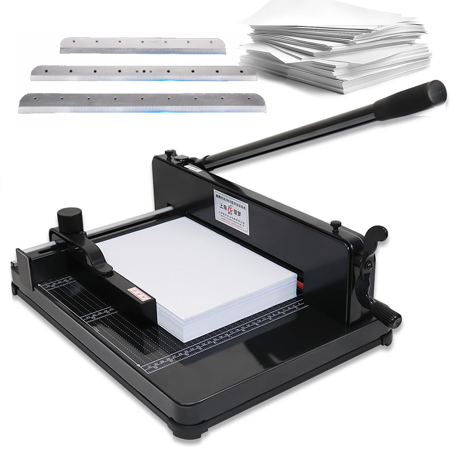 ASerZenith Electric Paper Cutter,Industrial Paper Guillotine Trimmer With 3 Replacement Blades, Cutting Thickness 40Mm, Paper Cutting Machine
