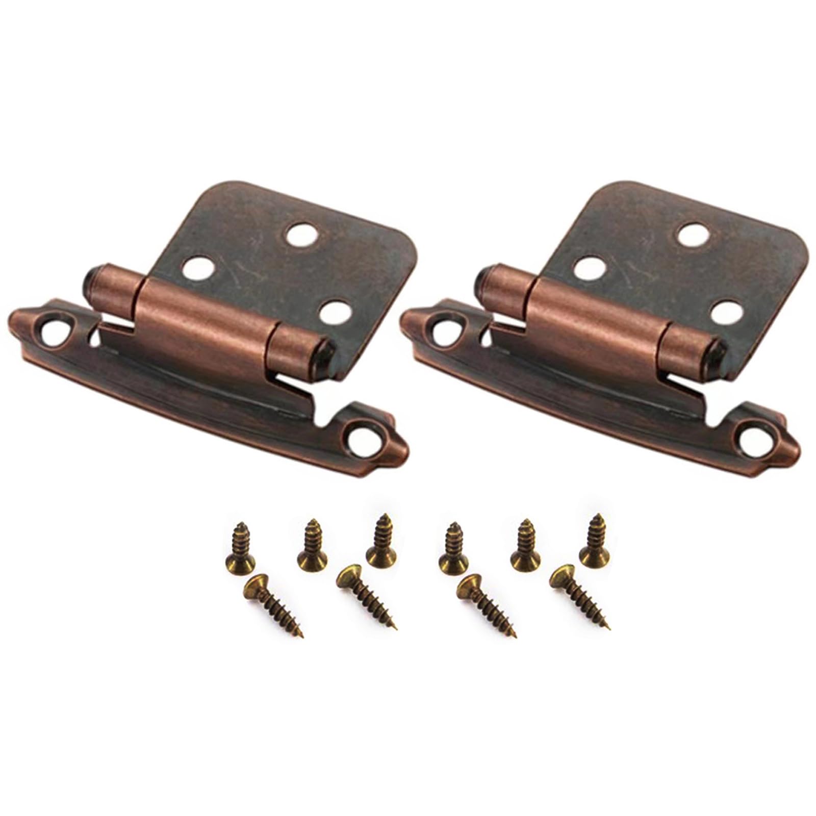 Shyyoulqe Red Patina Iron Closing Cabinet Hinges Set Vintage Metal Cabinet Door Hinges Set For Kitchen Renovations Flush Mount
