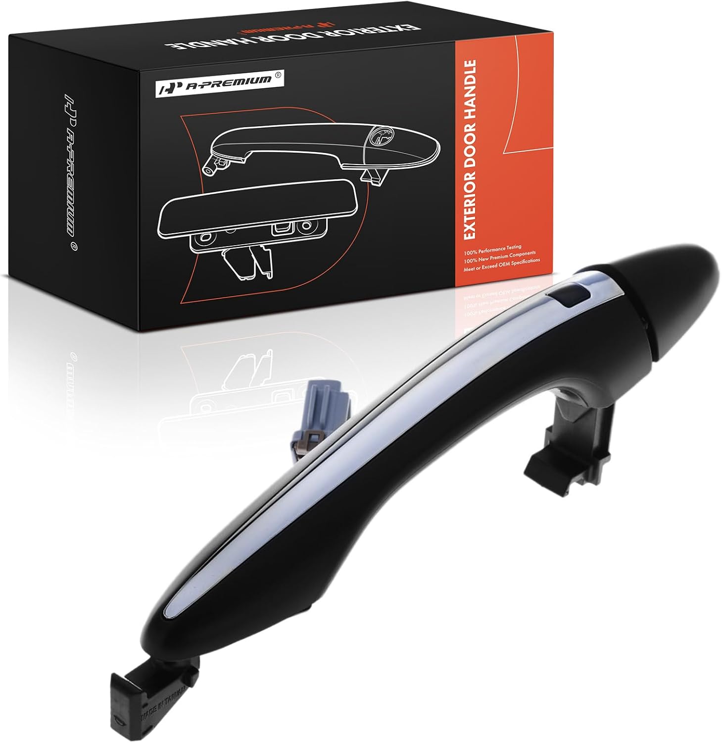 A-Premium Front Right Passenger Side Exterior Door Handle Compatible with Kia Optima 2011 2012 2013 2014 2015, with Smart Entry System, Primed Black with Chrome Trim