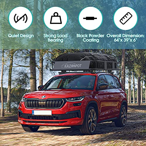 Kaizonpot 64"X 39"X 6" Roof Basket, 250Lb Cap Heavy Duty Roof Rack Cargo Basket, Universal Rooftop Cargo Rack, Cargo Carrier For Top Of Vehicle For Suv, Truck, & Car Luggage Holder #TOP6