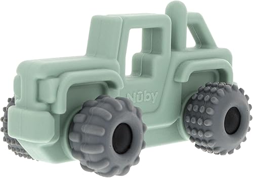 Miniatura 3 de Nuby Juguete mordedor de silicona para bebés  Coche de dentición texturizado con ruedas móviles, fácil de sostener, alivia las encías doloridas,