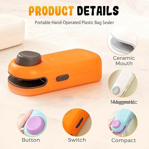 Miniatura 2 de Mini sellador de bolsas con imán, sellador portátil de mano para bolsas de chips 2025 para chips, máquina reselladora para alimentos, aperitivos,