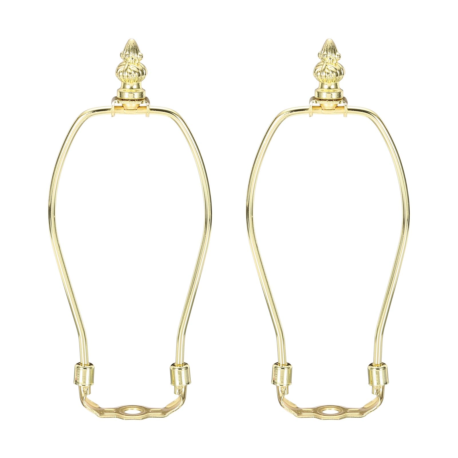 PATIKIL 2 Set 7" Lamp Shade Harp Holder, Heavy Duty Detachable Lampshade Brackets with 1.38" Height Solid Metal Finial Shade Holder for Table and Floor Lamps, Gold