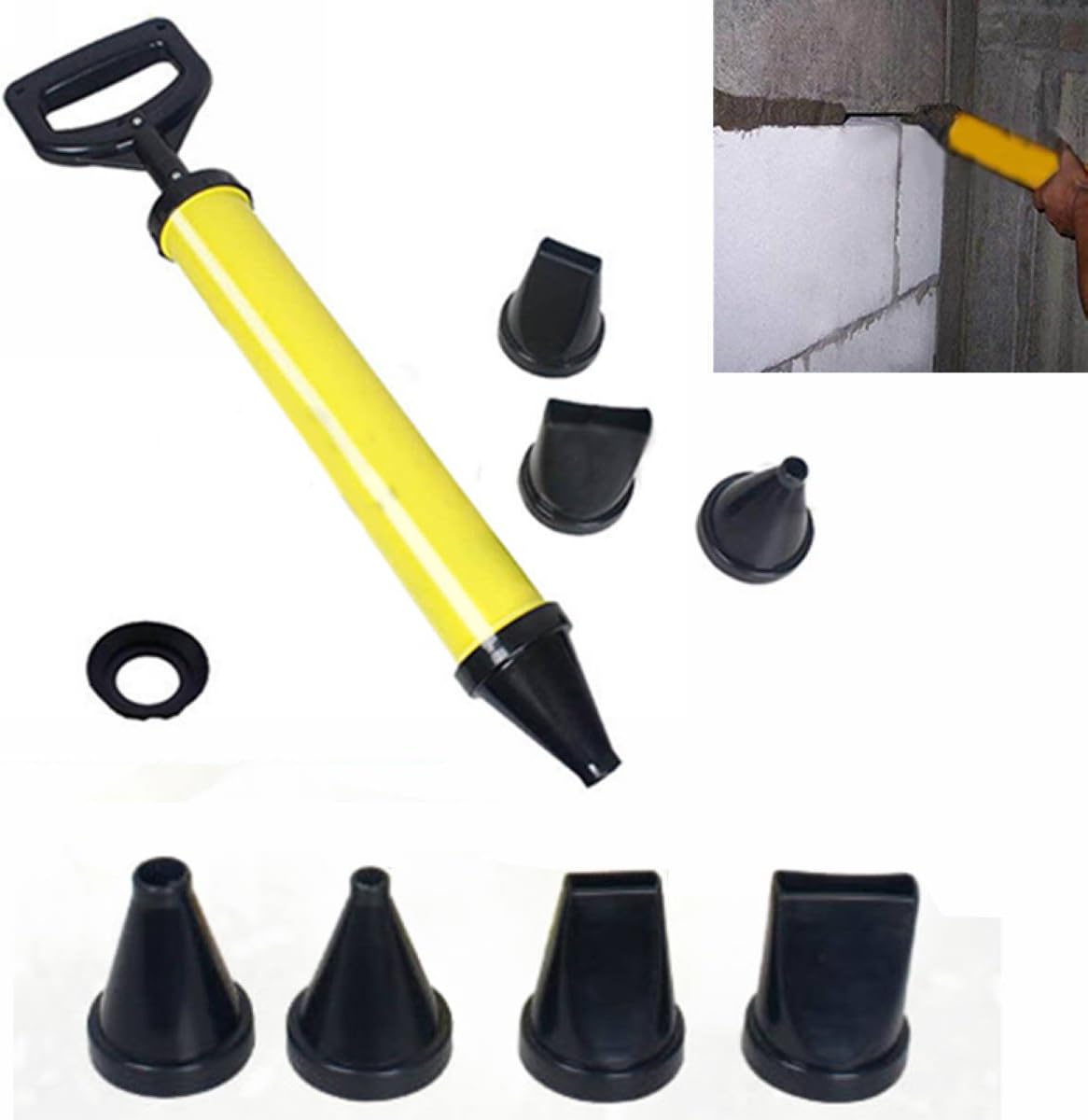 Mortar Pointing Grouting Gun Sprayer Applicator Tool + 4 Nozzle for Cement Lime