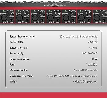 Amazon.com: Behringer Ultragain Digital ADA8200 Audiophile 8 In/8