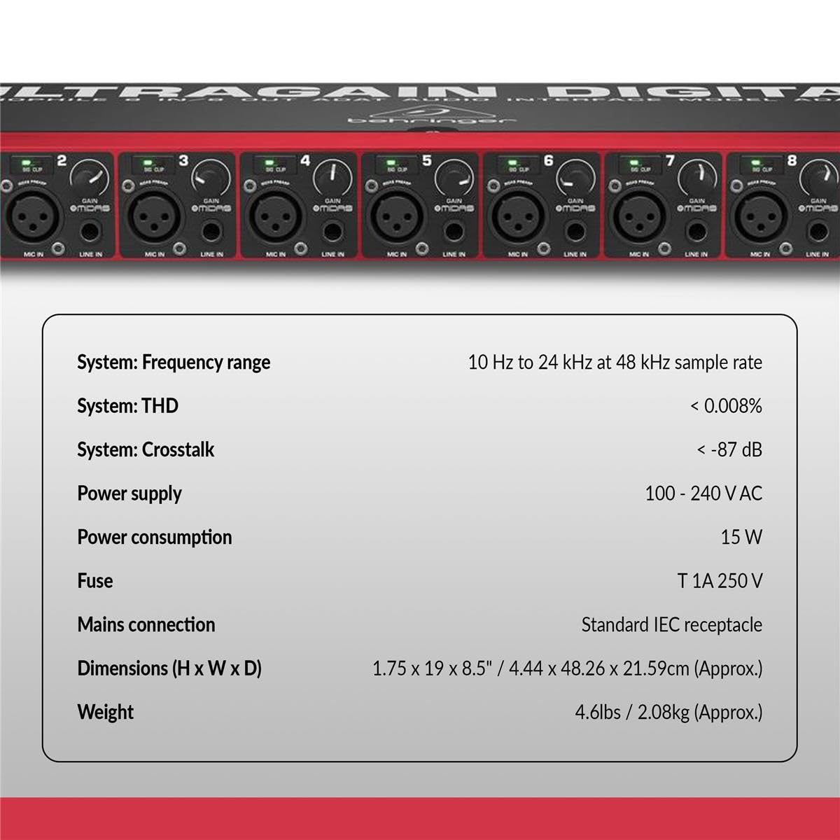 Amazon.com: Behringer Ultragain Digital ADA8200 Audiophile 8 In/8