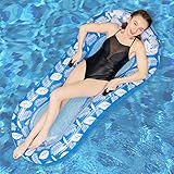 Luftmatratze Pool Erwachsene Wasserhängematte mit Griffe Luftmatratze mit Netz Wasser Hängematte Pool Schwimmliege (BlauA)
