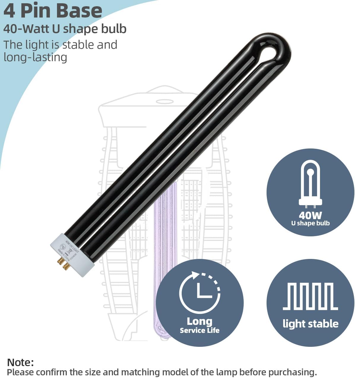40-Watt Black Light Replacement Bulb Compatible with Black Flag BB-40WHT BZ-40BLK BZ-40DX BZ-40MAX, U Shape Twin Tube Bulb Indoor Outdoor Light Bulbs for Stinger B4045-4 UVB45, 2 Pack
