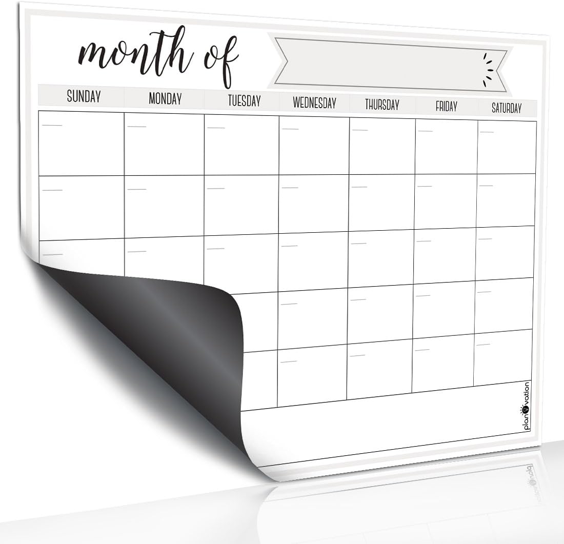 Magnetic Calendar for Refrigerator - Magnetic Dry Erase Calendar for Kids, Teens & Adults, Monthly and Weekly Planner Whiteboard - 12 x 16in (Grey)
