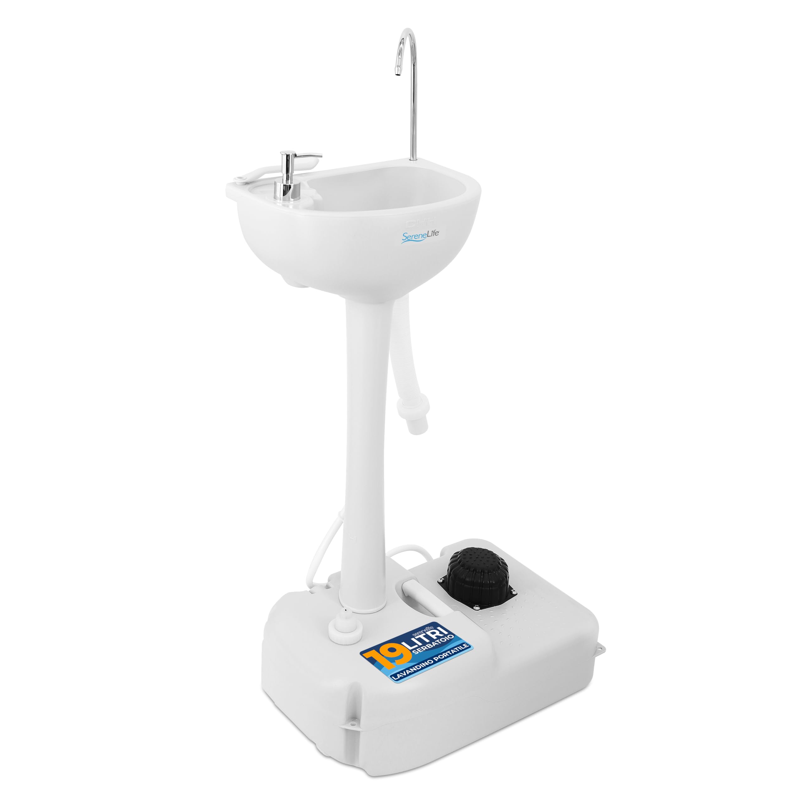 SereneLife Lavandino da Esterno, Lavandino Portatile da Campeggio con Rubinetto, Serbatoio Acqua, Dispenser di Sapone e Porta Asciugamani