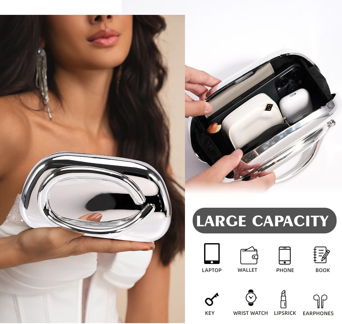 PHILOMENA Evening Clutch Purses Women Acrylic Handbags Metal Handlebars Shoulder Crossbody Bag Wedding Party Casual - Image 3