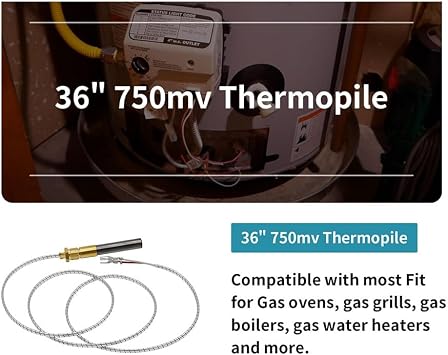 36In 750mv Thermopile Fit for Heat Glo Heatilator, 750℃ Millivolt Thermocouple Replace for Fireplace Parts Q313A, 3PCS
