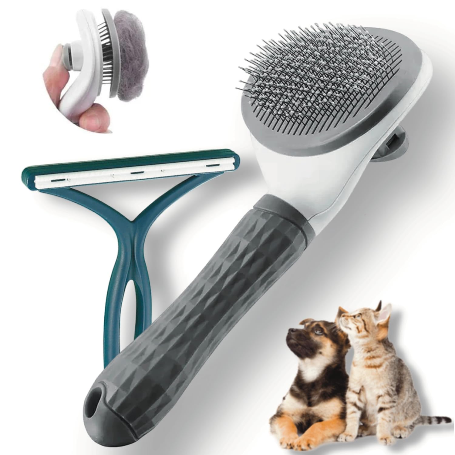 Cepillo Para Perros, Cepillo Para Gatos, Con Quita Pelos de Mascotas, Cepillo Quitapelos Antiestrés, Pack De Peine Más Quita Pelos De Perros, Y Gatos, Cepilla Y Limpia Los Pelos De Tus Mascotas