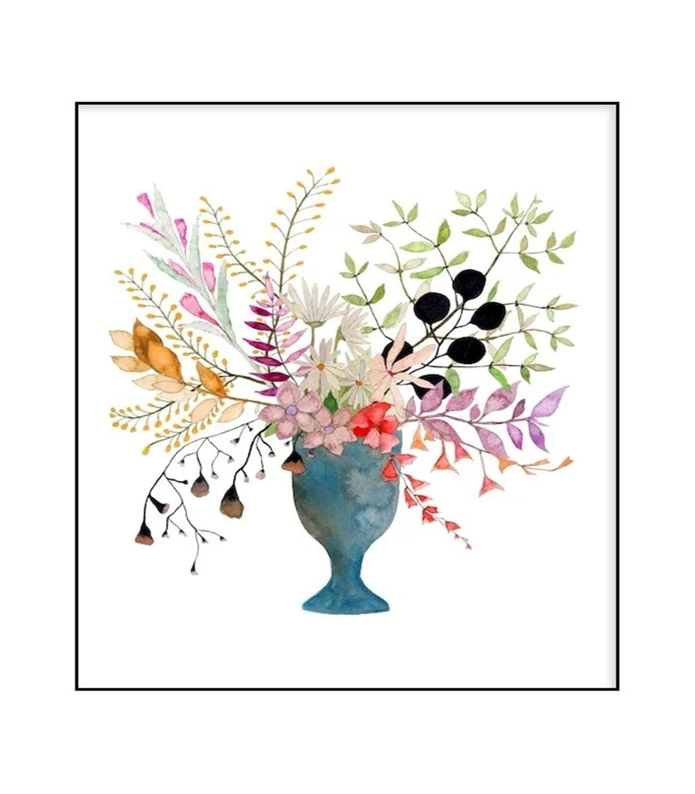 Xenite K Wall Art Canvas Prints Watercolor Flower Vase Floral Plant Wall Art Canvas Painting Nordic Posters For Living Room Home Decor(,30X40cm)