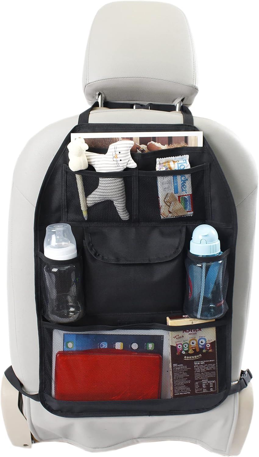 Universel Protection de Siege Voiture enfant - Anti-dérapant organisateur voiture enfant pour Siège - Auto Arrière - Emballage Recyclé (plusieurs compartiments)